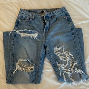 American Eagle Outfitters Very Distressed Straight Leg Jeans